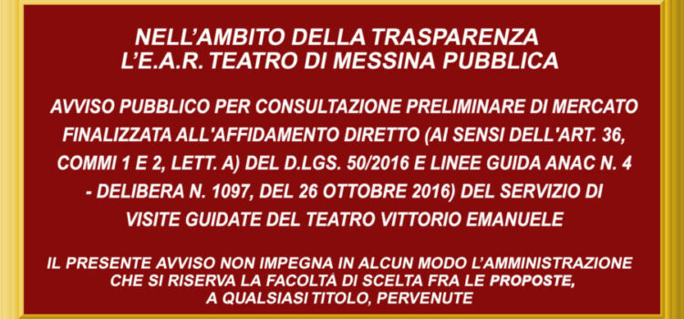 Avviso pubblico per l’affidamento diretto del servizio di visite guidate del Teatro Vittorio Emanuele