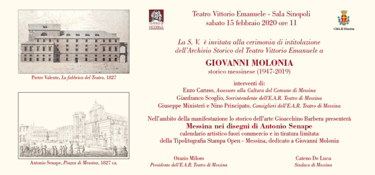 Intitolazione dell’Archivio storico del Teatro Vittorio Emanuele a Giovanni Molonia