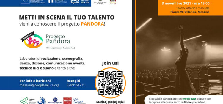 Progetto Pandora – Invito Open Day Teatro Vittorio Emanuele 3 novembre 2021